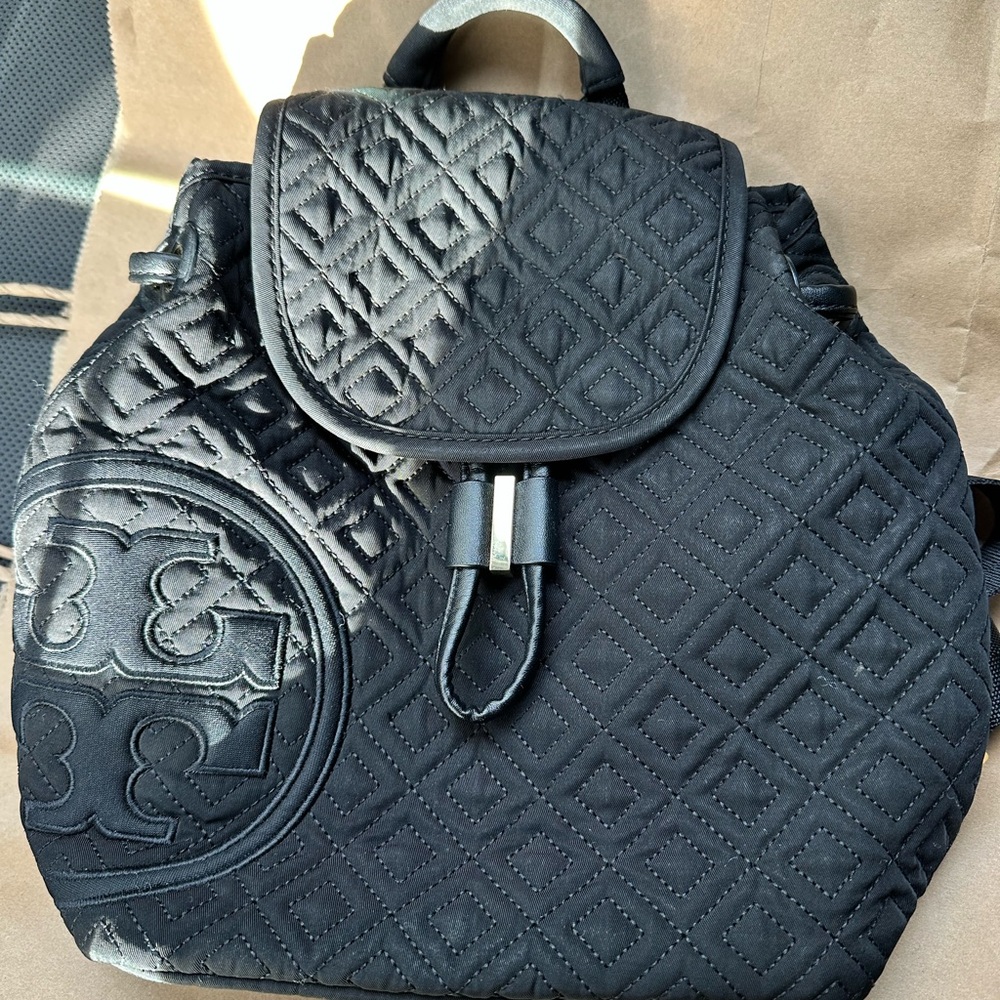 Tory Burch Black Quilted Backpack